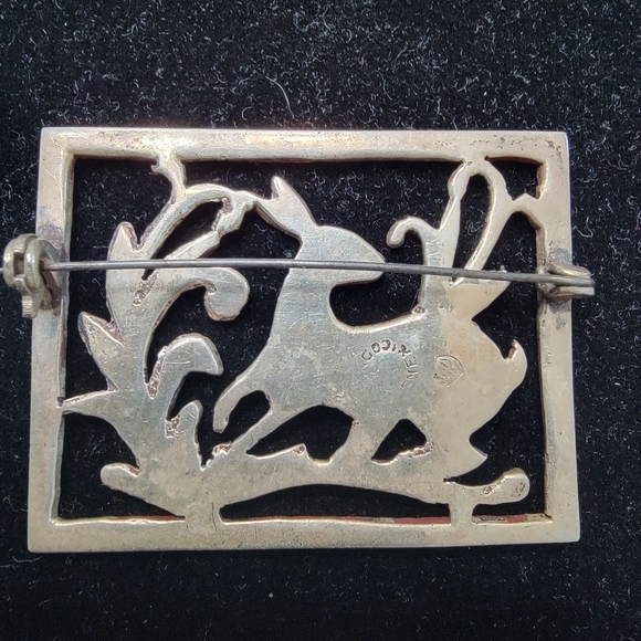 Vintage Rabbit brooch sterling silver mexico 13g - Picture 2 of 10
